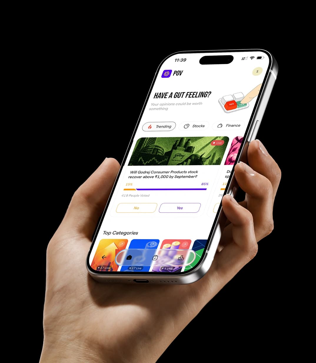 Opinion Trading App Mockup